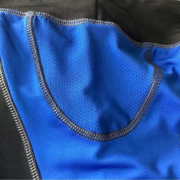 SKY CROPPED SPORT LEGGINGS BLACK BLUE WITH MESH SZ MED - Picture 3 of 4